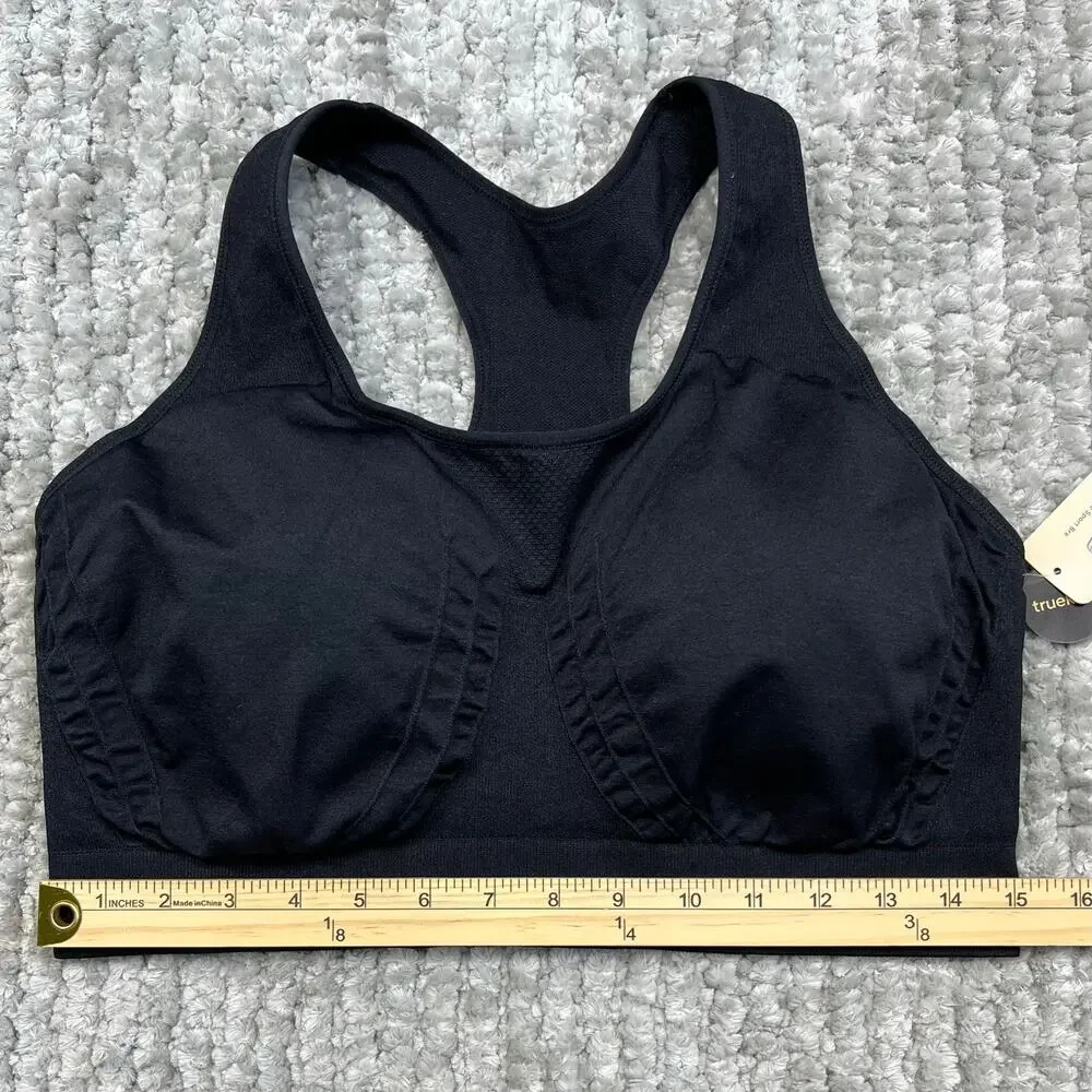 NEW Truekind Women's Comfort ReACTIVATE Sports Bra Racerback‎ Black Wireless 2XL